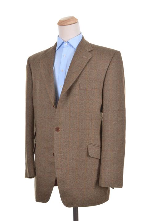 MAGEE Green Brown Plaid Check 100 Wool Tweed Blazer Gem