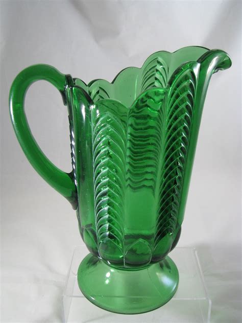 Eapg Pitcher U S Glass Co No 15056 Green Florida Pattern Ca Etsy