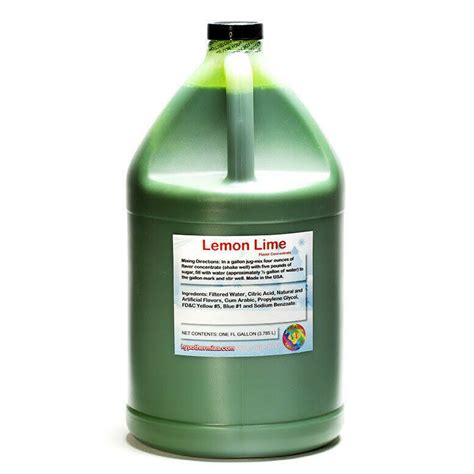 Lemon Lime Shaved Ice And Snow Cone Flavor Concentrate Gallon Size 128 Fl Oz Wgl 03