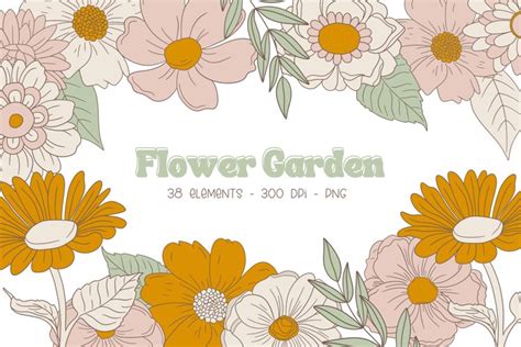 Boho Flower Clipart | Groovy Flowers | Daisy Clip Art Png