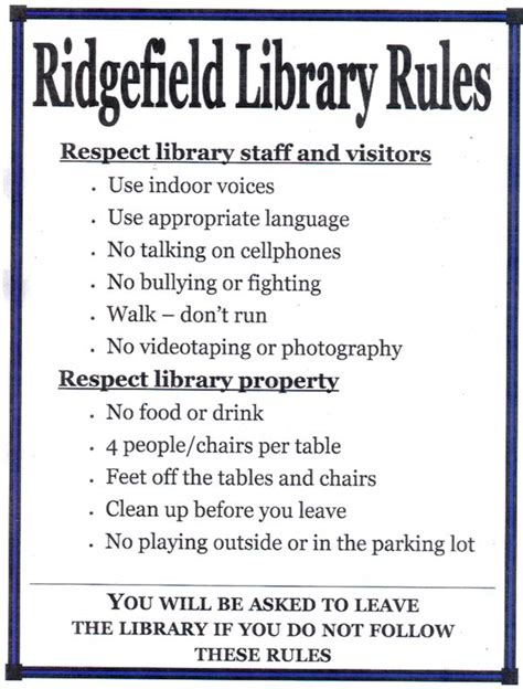 Library Rules Ridgefield Public Library