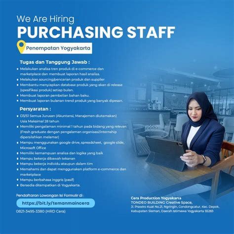 Lowongan Kerja Purchasing Staff Di Cera Production LokerJogja ID