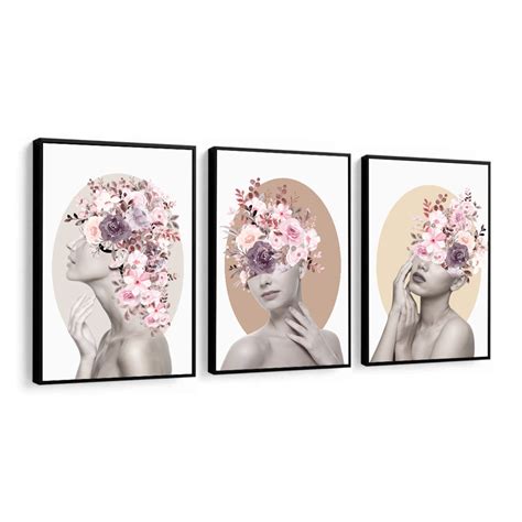 Kit 3 Quadros Decorativos Salão de Beleza Flores Molduras Elo7