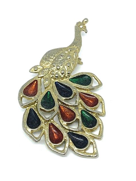 Vintage Peacock Brooch Pin Etsy Denmark