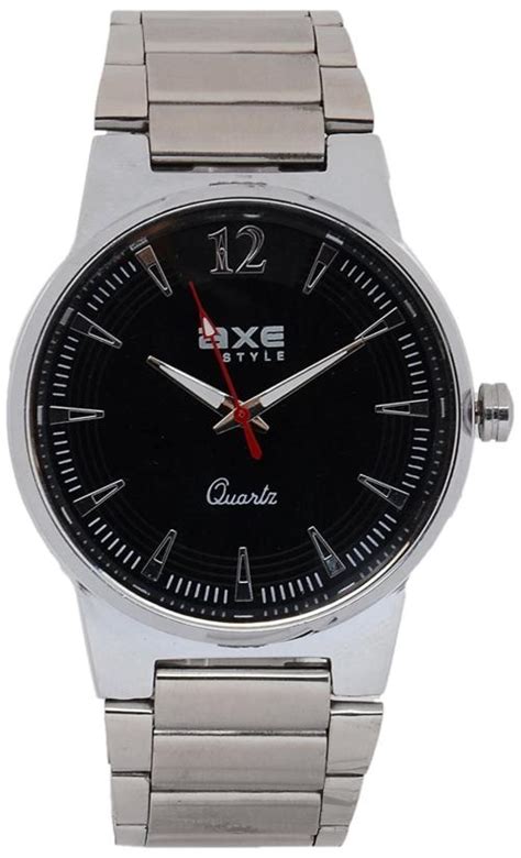 Buy Axe Style Analog Black Dial Silver Strap Watch For Men X C