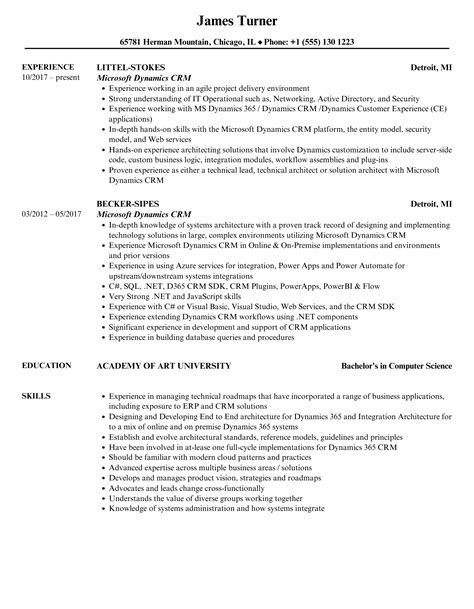 Microsoft Dynamics Crm Resume Samples Velvet Jobs