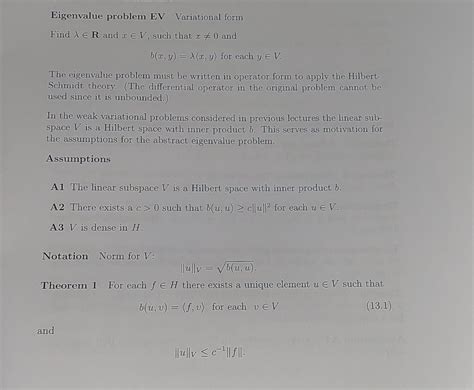 Eigenvalue Problem Ev Variational Form Find R And Chegg