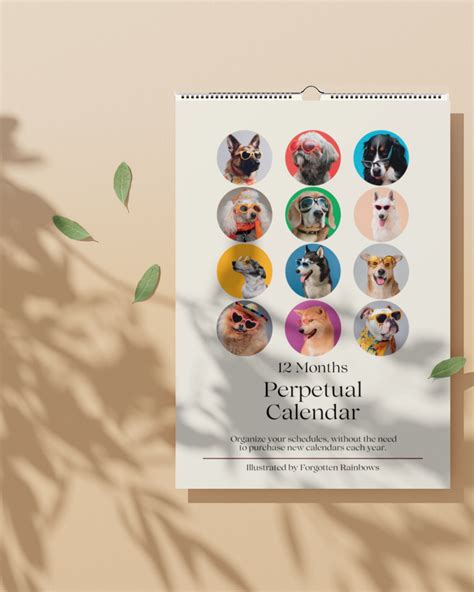 Funny Dog Calendar With Glasses Perpetual Calendar Special Dates ...