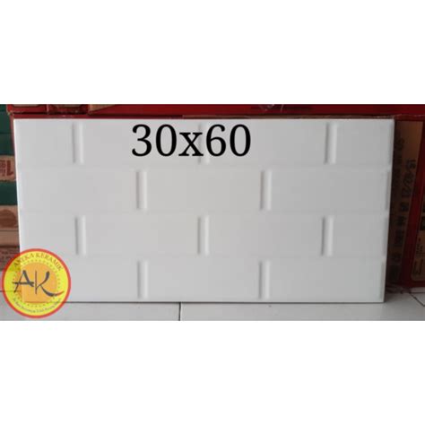 Jual Keramik Dinding Motif Bevel Bata Putih Timbul Glossy 30x60 Bricko