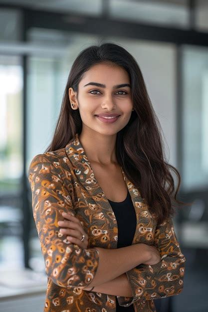 Photo Of Confident Indian Businesswoman Standing With Her Arms Crossed