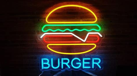 Burger Neon Sign Home Decor Gift Food Neon Custom Neon Etsy In