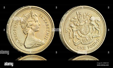 The Very First United Kingdom One Pound Coin Issued In The Front