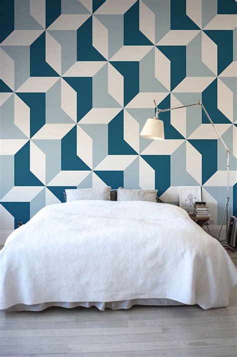 Blue Abstract Geometric Wallpaper Mural | Hovia | Blue geometric ...