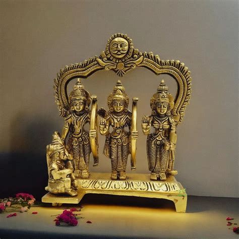 Aakrati Brass Ram Darbar Statue Lord Ram With Sita Ma Laxman Ji