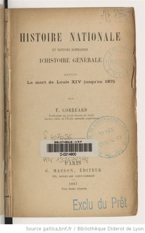 Histoire Nationale Et Notions Sommaires D Histoire G N Rale Depuis La