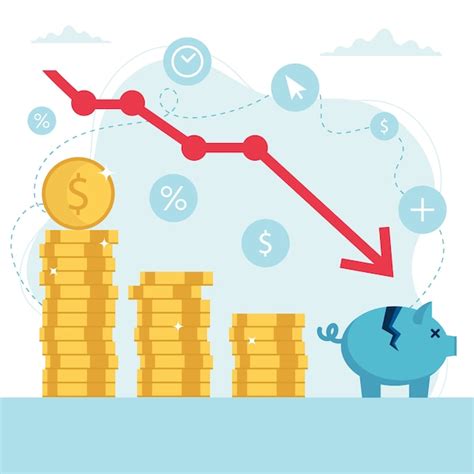 Concepto de crisis económica gráfico del mercado de valores cayendo