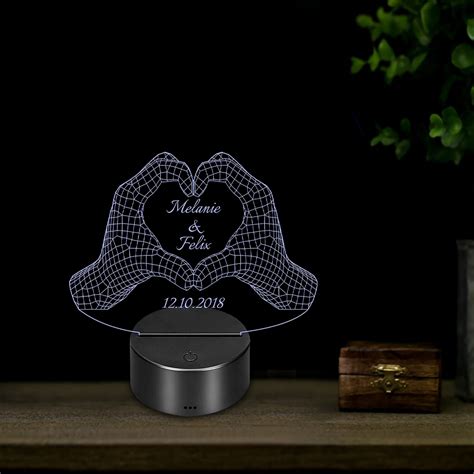 Personalized Acrylic Heart Night Light