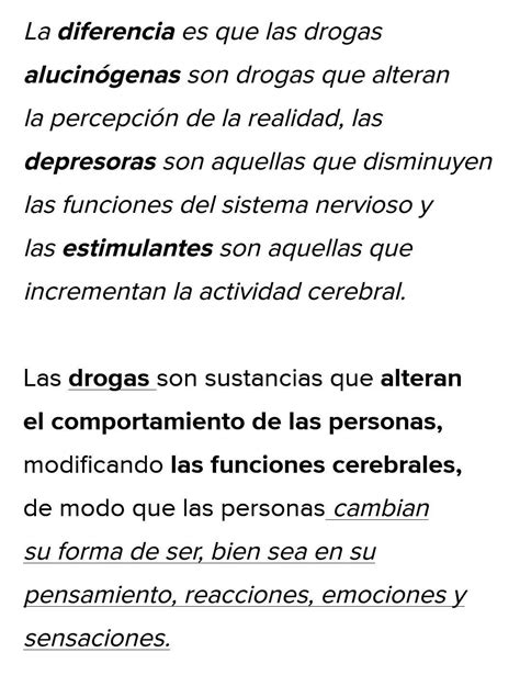 Explica Las Diferencias Entre Drogas Alucinógenas Depresoras Y