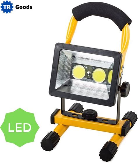 T R Goods Oplaadbare Led Bouwlamp Met Statief Watt Cob Led