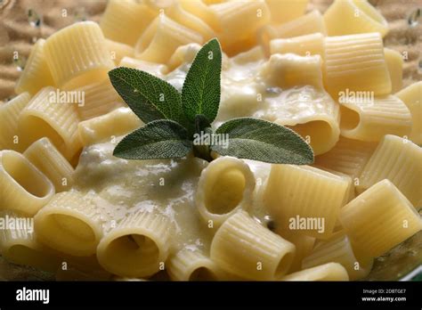 Mezze Maniche Rigate With Gorgonzola Cheese Stock Photo Alamy