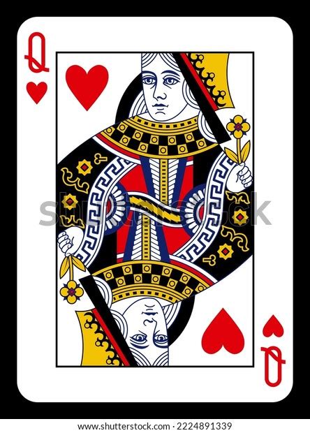 Queen Hearts Playing Card Classic Design Stock Vector Royalty Free