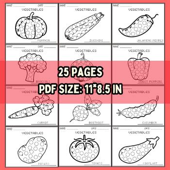 Vegetables Do A Dot Fun Worksheets Preschool Fine Motor Skills Pre K