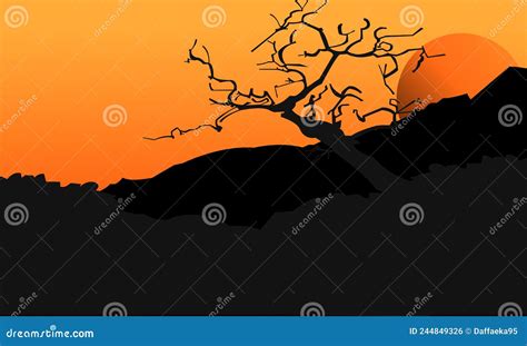 Background Design Bush Silhouette at Sunset Stock Vector - Illustration ...