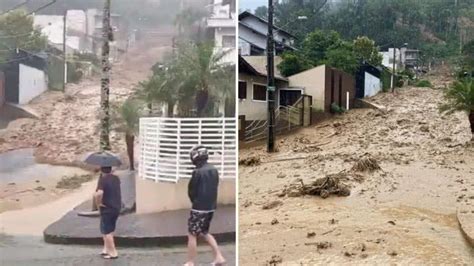 Imagens Impressionantes Mostram Rua Sendo Tomada Por Lama Em Santa