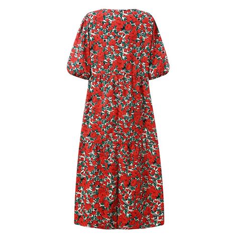 Cheap Zanzea Women O Neck Half Sleeve Floral Print Dress Summer Loose