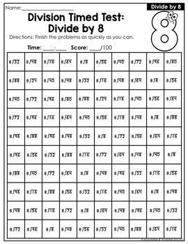 Division Timed Tests By The Moffatt Girls Teachers Pay Teachers