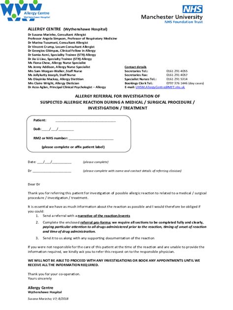 Skin Testing For Allergic Reactions During General Anaesthesia Doc Template Pdffiller