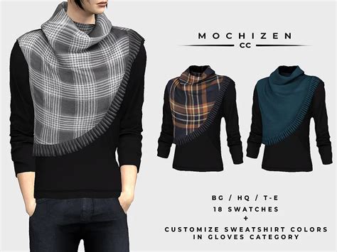 Sweatshirt Scarf Vers Sims Sims 4 Sims 4 Male Clothes