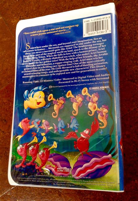 Walt Disney The Little Mermaid Vhs Black Diamond Classic Banned Cover Art Video Vhs Tapes