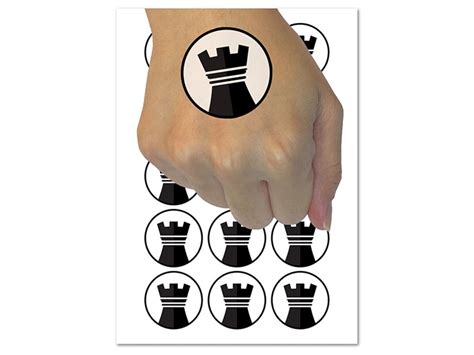 Chess Piece Black Rook Temporary Tattoo Water Resistant Fake Body Art ...