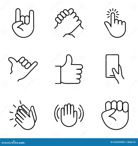 Hand Gesture Icon Set Isolated On White Background Stock Vector