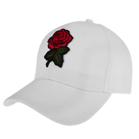 Women Baseball Cap Rose Flower Embroidery Print Fashion Snapback Hat