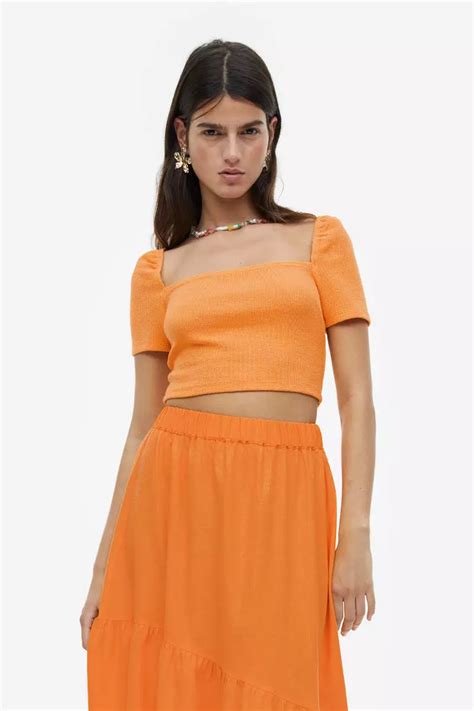 Buy H M Square Neck Cropped Top Online Zalora Malaysia