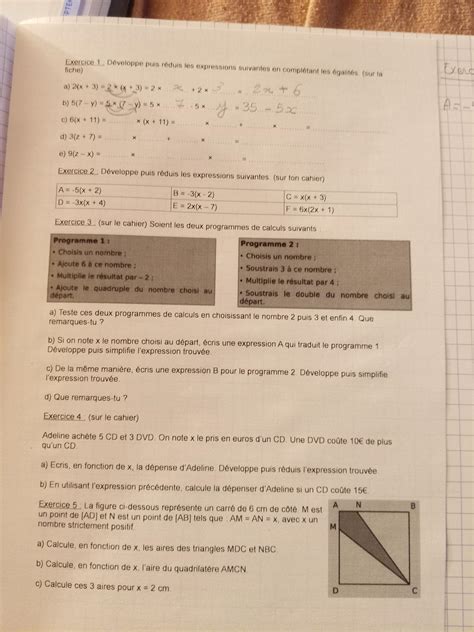 Bonjour j ai les deux premiers exercices de math à faire pour demain