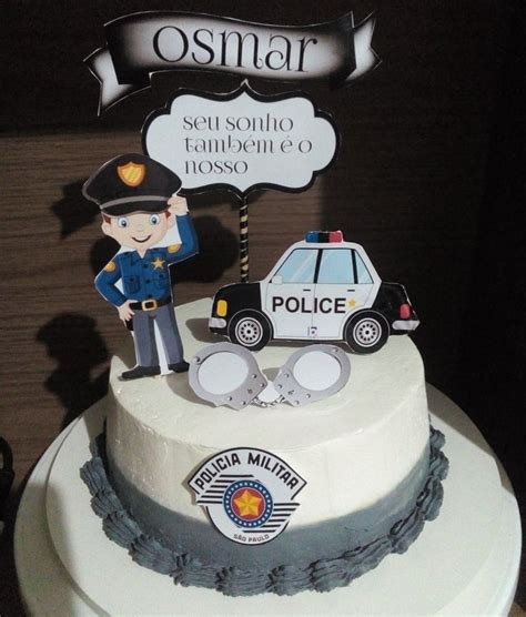 Bolo tema polícia Bolo Decoração de bolo Bolos decorados