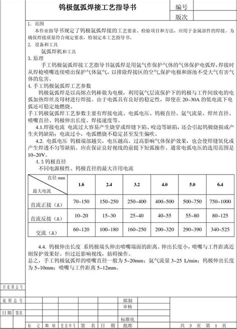 钨极氩弧焊接工艺指导书word文档在线阅读与下载免费文档