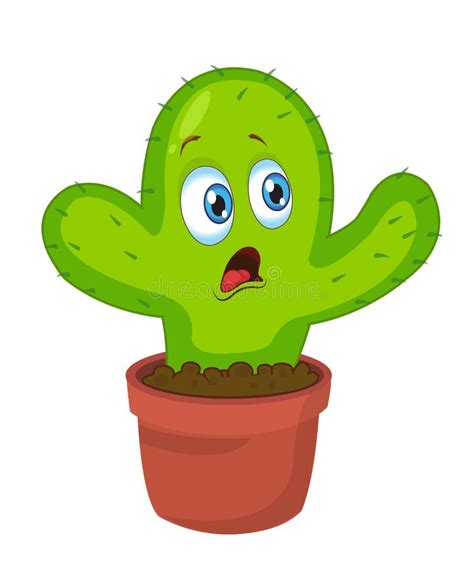 Cute Funny Cactus Character Cartoon Vector Illustration Stock Vector