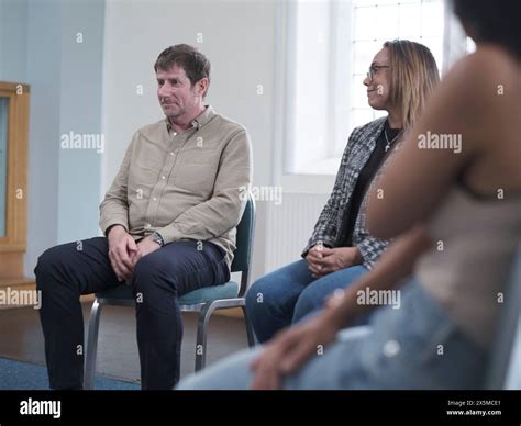 People In Group Therapy Session Stock Photo Alamy