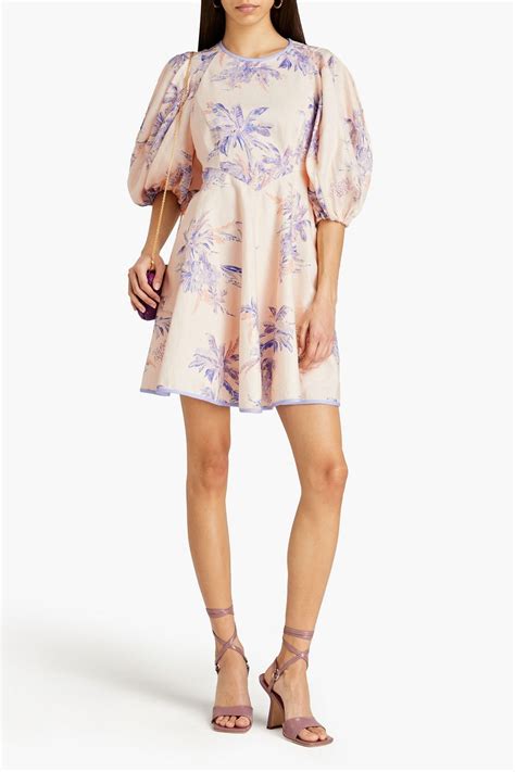 Zimmermann Floral Print Linen Mini Dress The Outnet