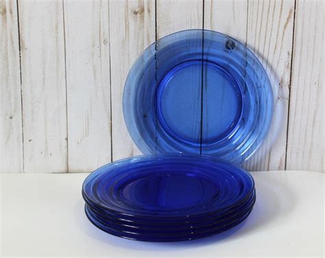 Hazel Atlas Moderntone Cobalt Blue Inch Salad Plates Set Of Salad