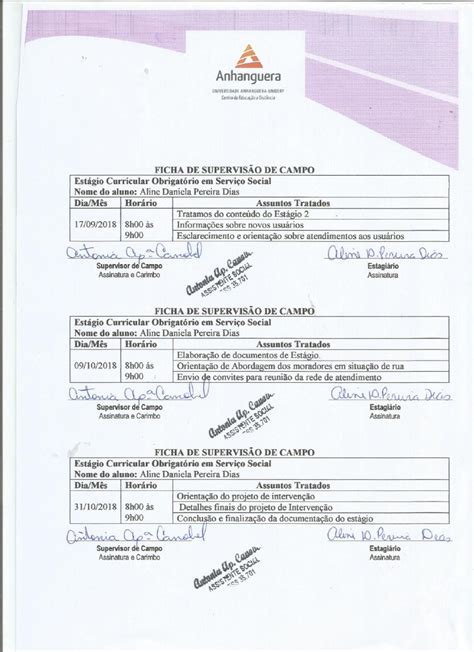 ficha de supervisora de campo 2 Serviço Social