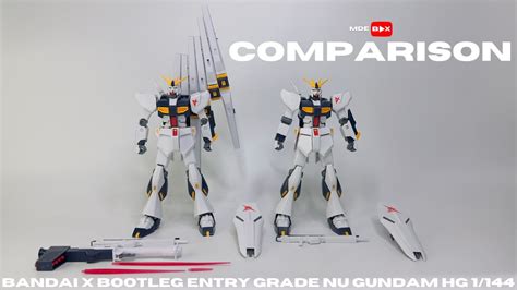 Entry Grade Nu Gundam Vs Bootleg Hg Nu Gundam Comparison Bootleg Vs