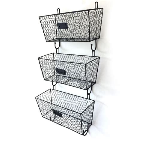 3pcs Set Wall Mounted Metal Storage Basket Decor Hanging Basket Rack Iron Wall Basket Organizer