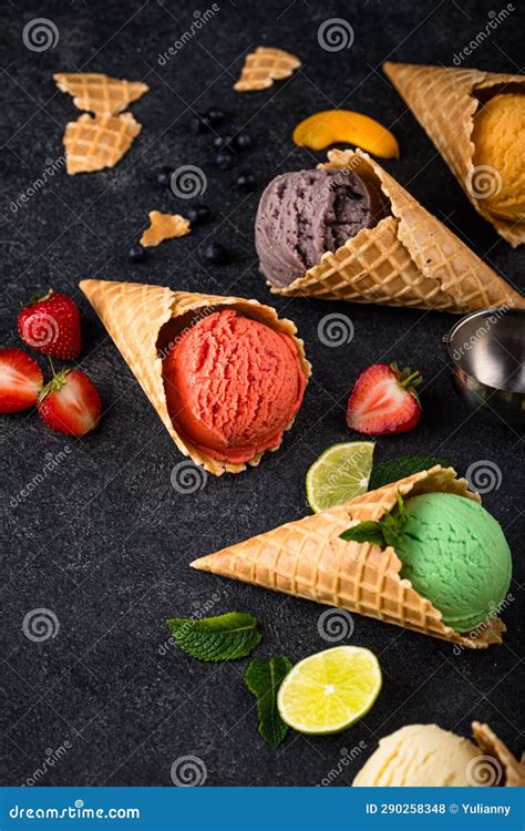 Assortment Of Different Taste Of Ice Cream Stock Photo Image Of