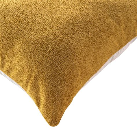 Coussin carré bouclette 45 cm Tessa Jaune ocre Déco textile Eminza