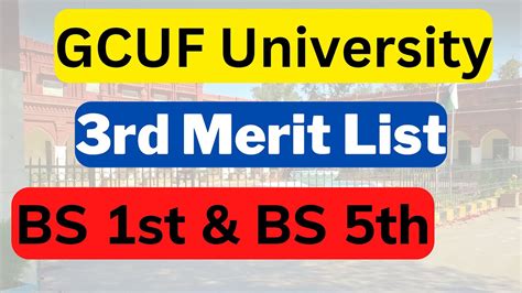 Gcuf University Bs St Bs Th Semester Rd Merit List Admission